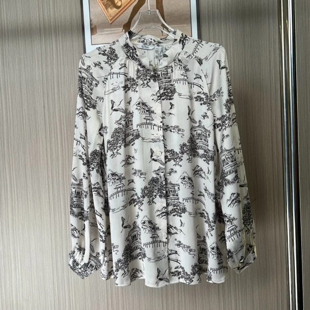 8417品牌撤柜女装FG时尚设计款国潮印花衬衫