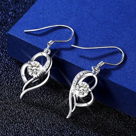 【恭喜捡漏】气质心相印925银耳钩女士新款耳环耳钉耳饰锆石超闪