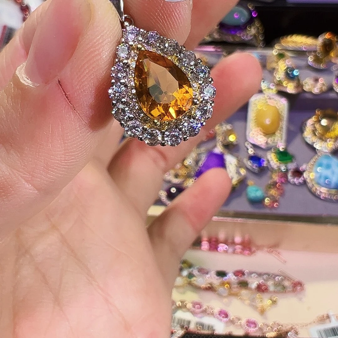 颈饰银S925镶嵌黄晶