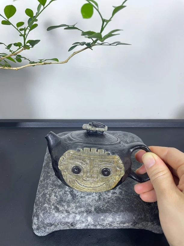 《饕餮》冰碛岩手工雕刻茶壶 孤品 高端茶器 送礼自用收藏佳品