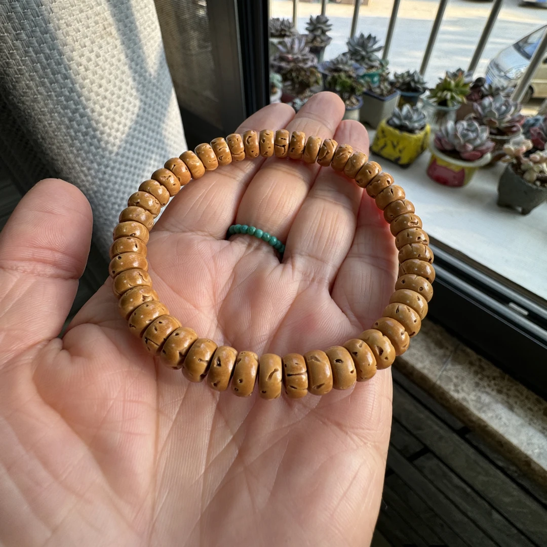 纯野生奶油皮核壁药片手串 尺寸8*4 皮质核质拉满 超大手围请备注