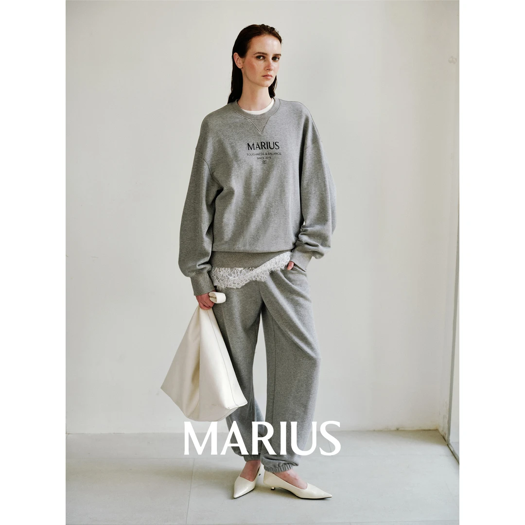MARIUS ”美高套”日本进口高密棉立体球形剪裁圆领印花卫衣/卫裤