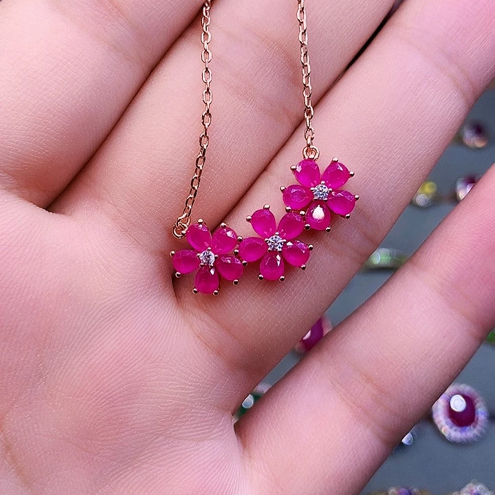 颈饰红宝石银S925镶嵌