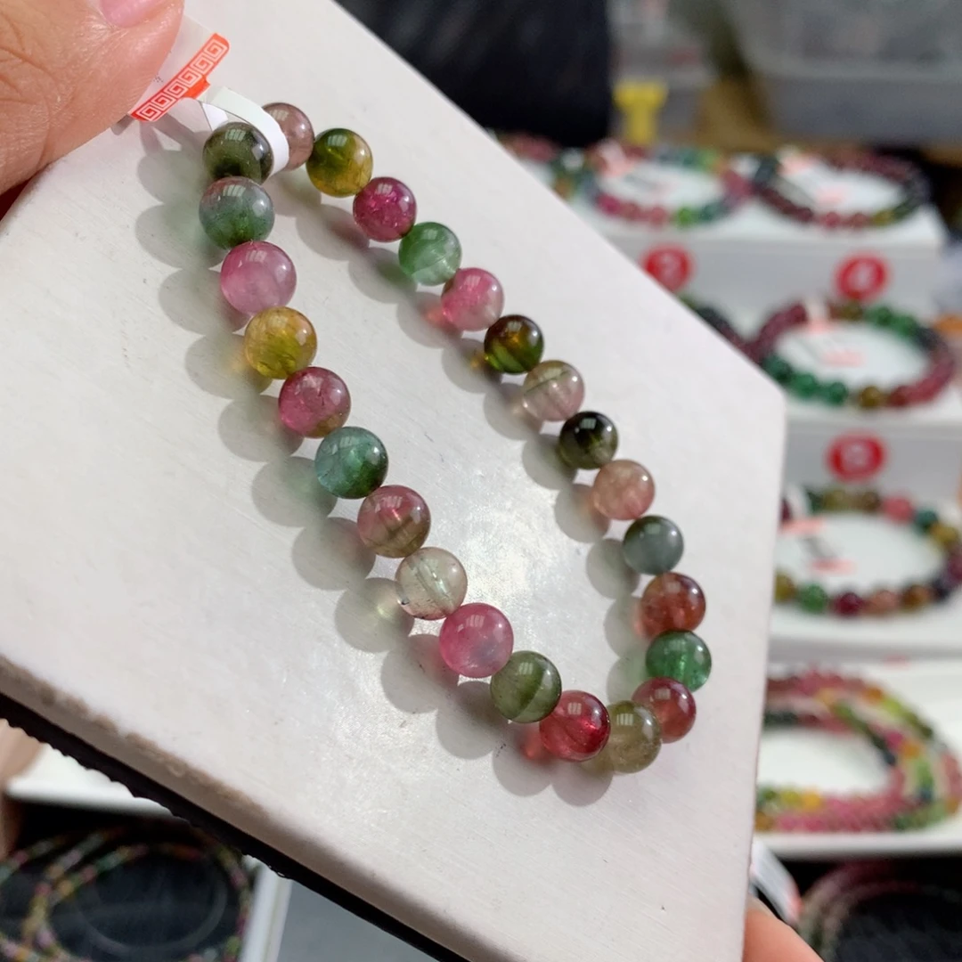 碧玺未镶嵌手链7.3mm。