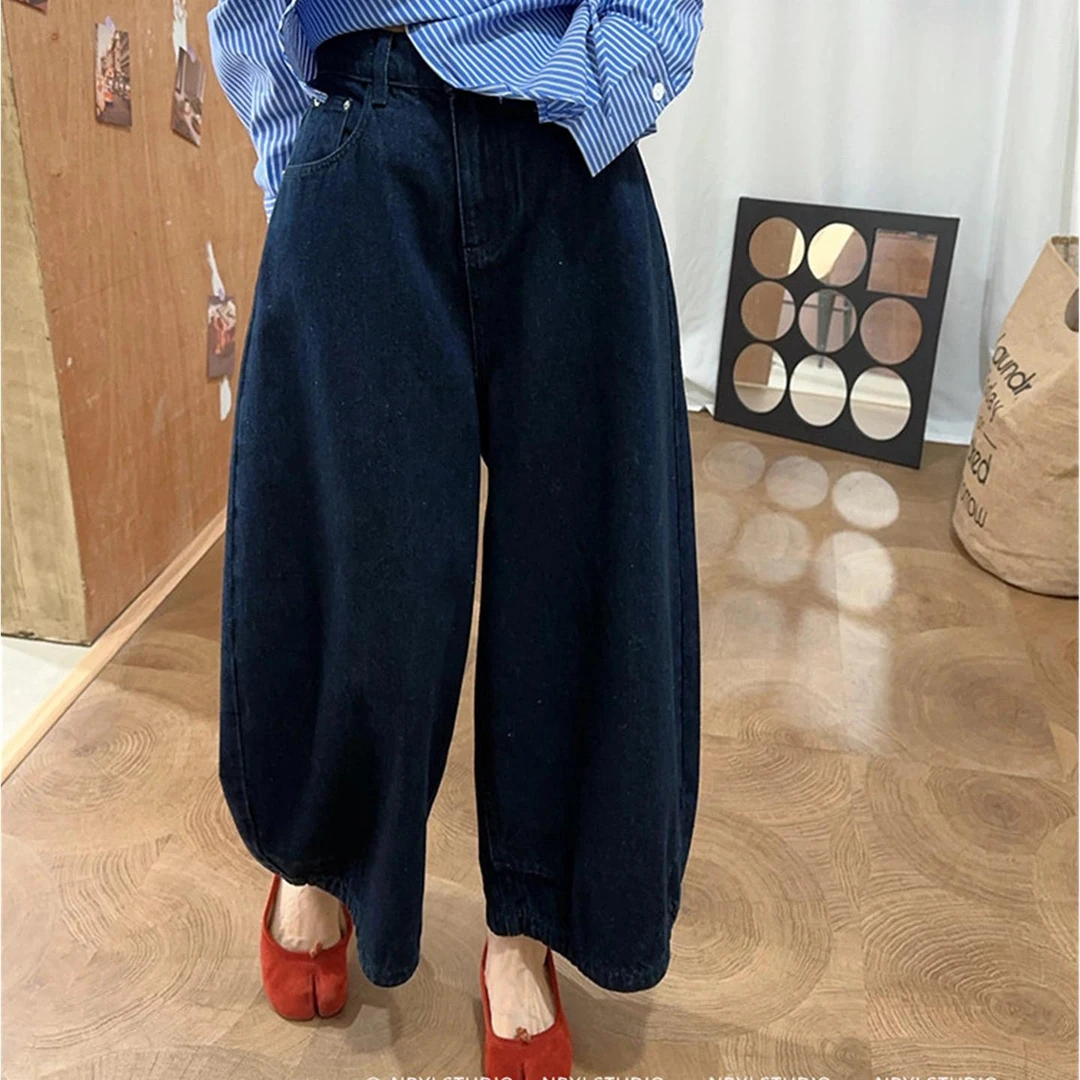 高腰九分加厚梧桐裤牛仔裤86728