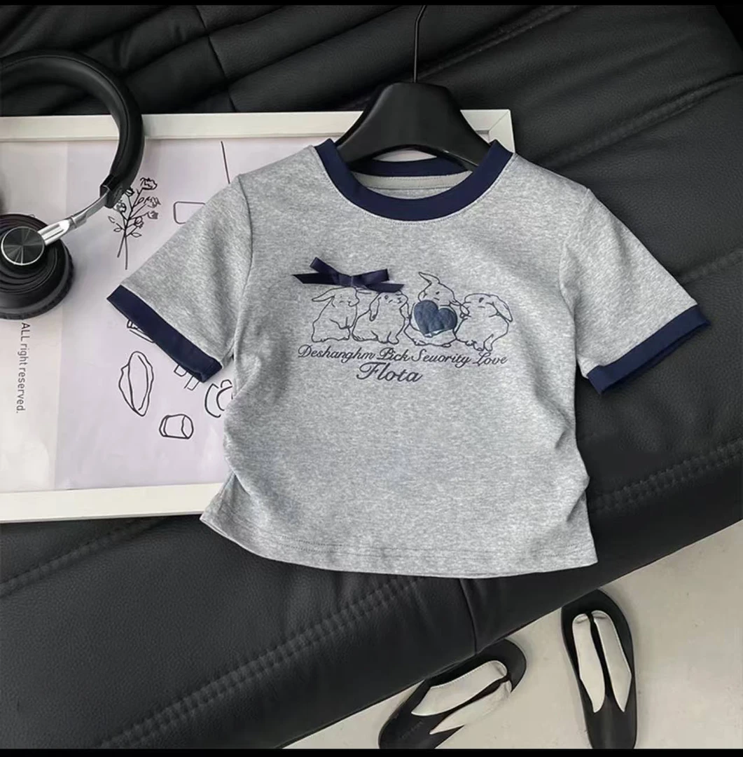 夏季新款儿童时尚韩版半袖夏款百搭休闲运动圆领短袖