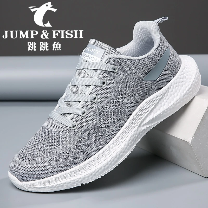 JUMP&FISH/跳跳鱼时尚网面鞋软底平跟夏季圆头舒适休闲透气男鞋潮