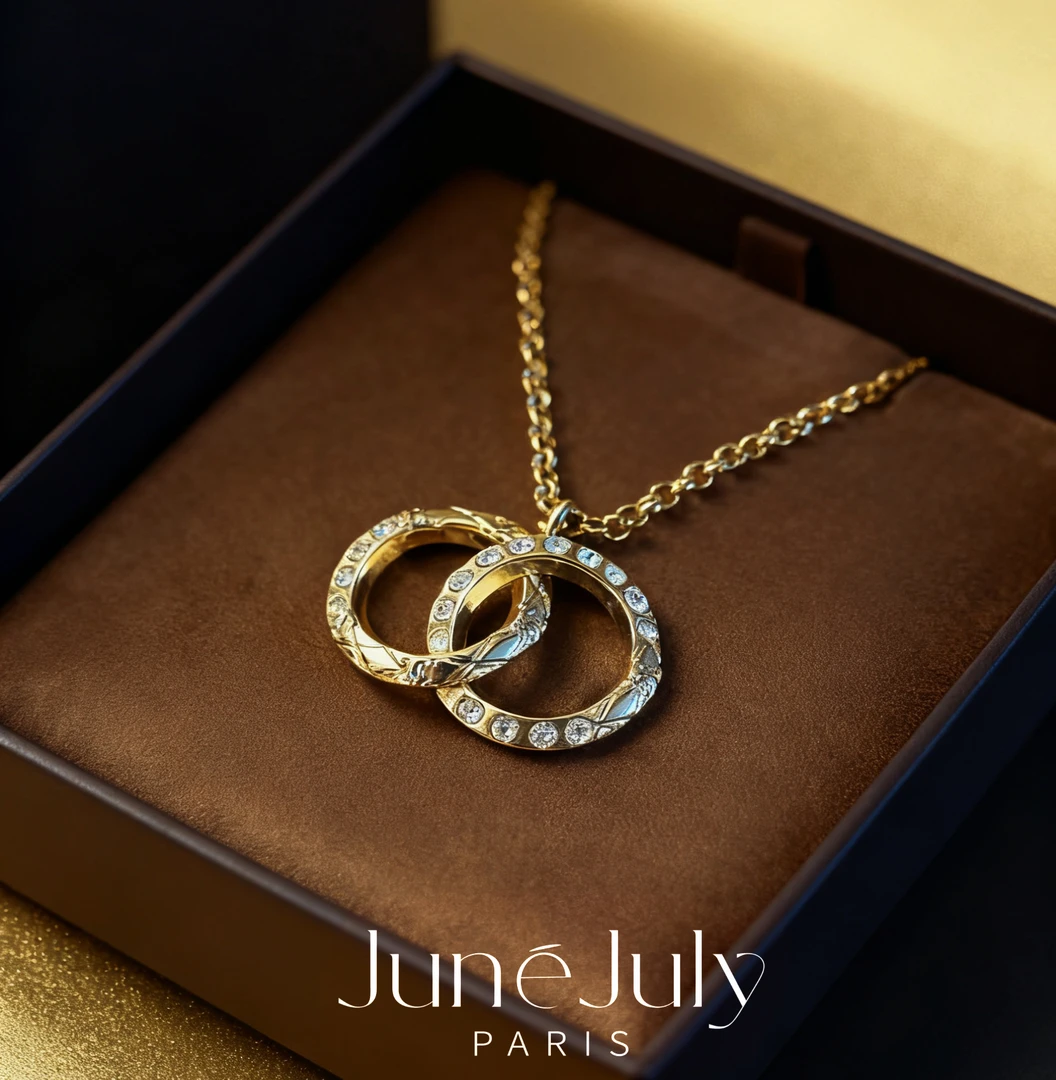 铜合金吊坠 JuneJuly 双拼浮雕闪大吊坠百搭项链