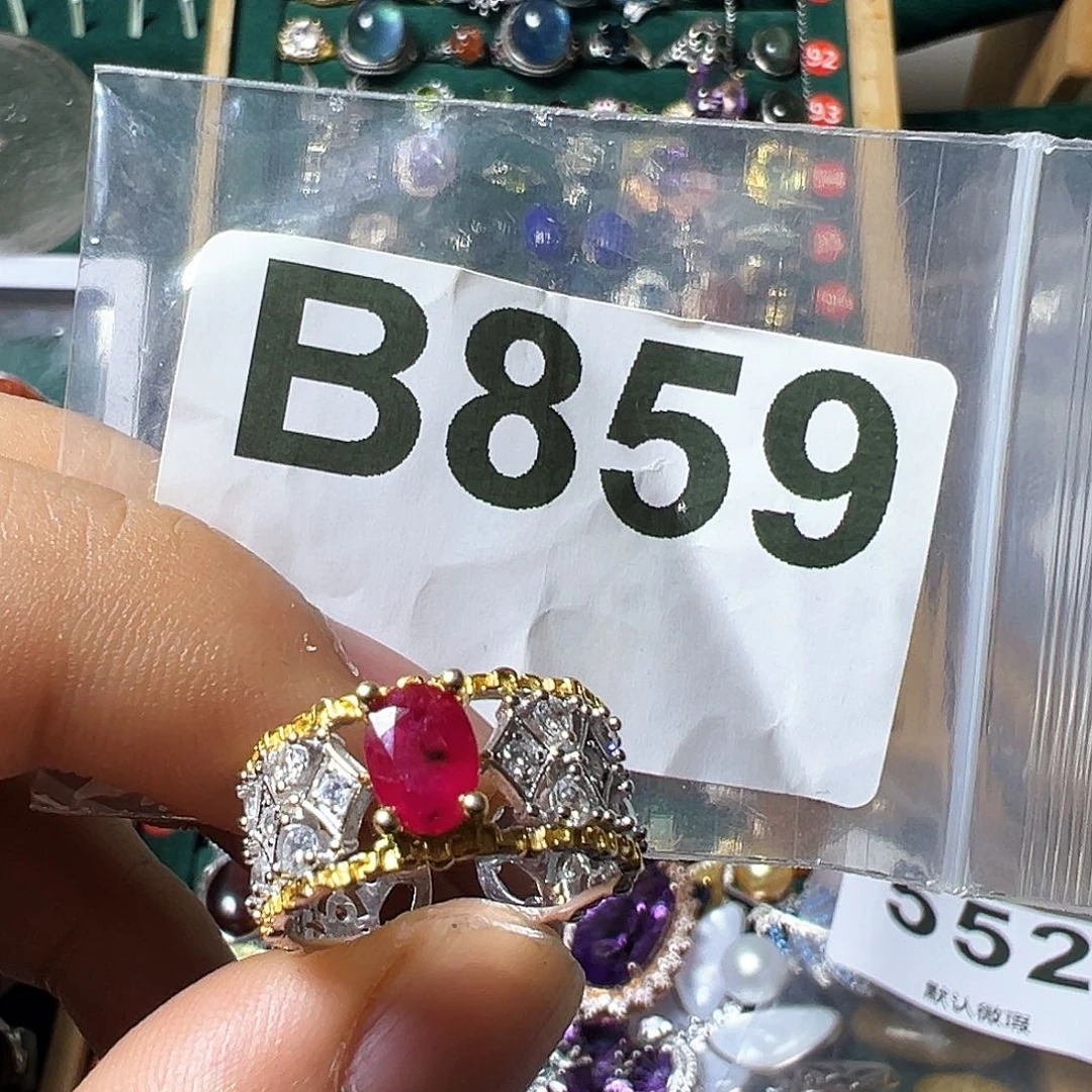 红宝石戒指银S925镶嵌?****?