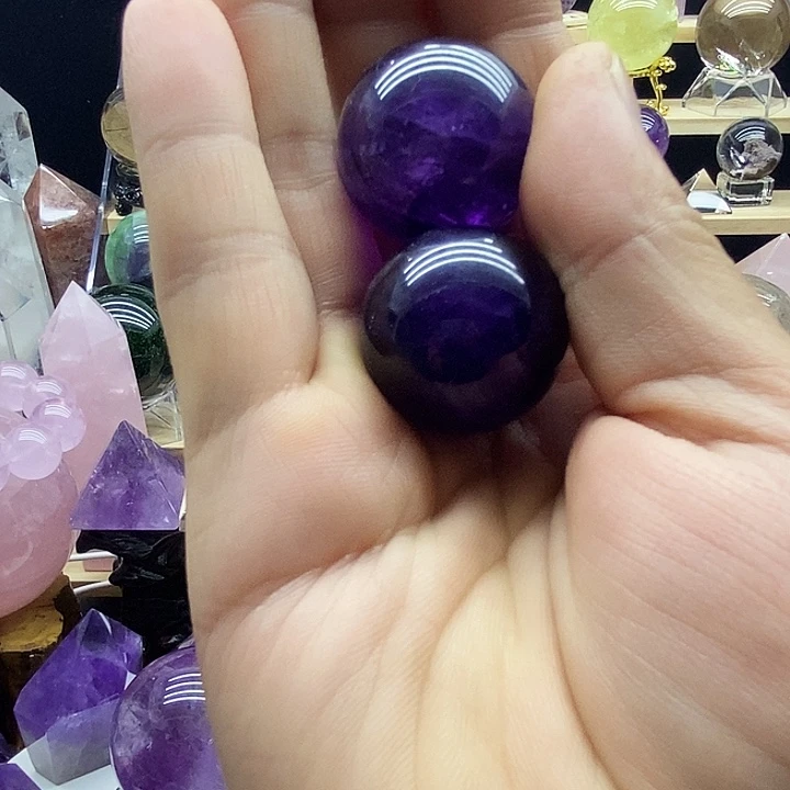 石材天然乌拉圭紫水晶球摆件