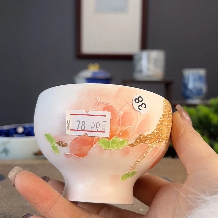 摆件景德柴烧茶杯多人