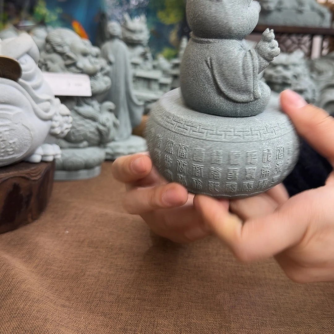 石材青砂石招财猫