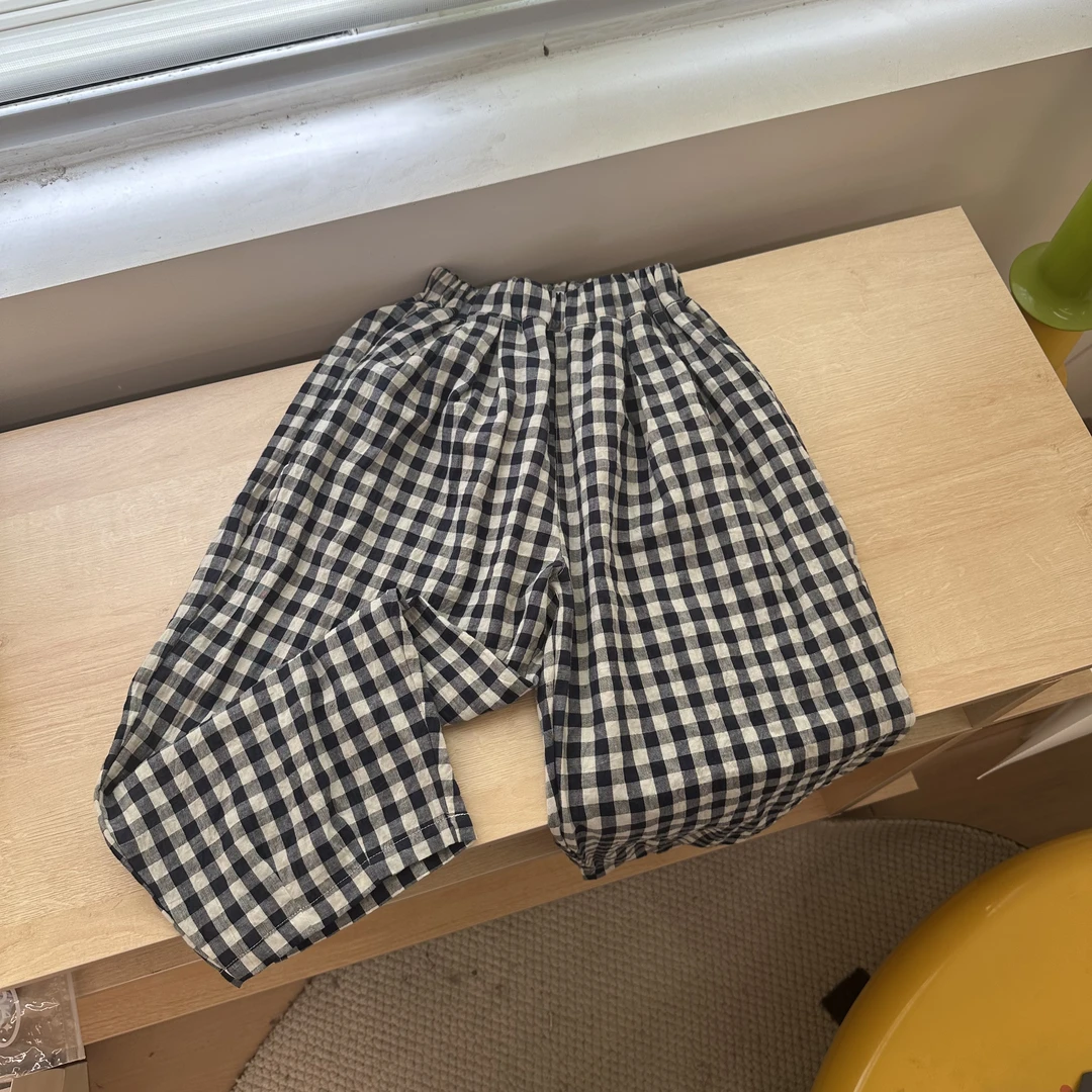 丘棠25夏季新品 男女童韩系日系绵软格子灯笼裤251275
