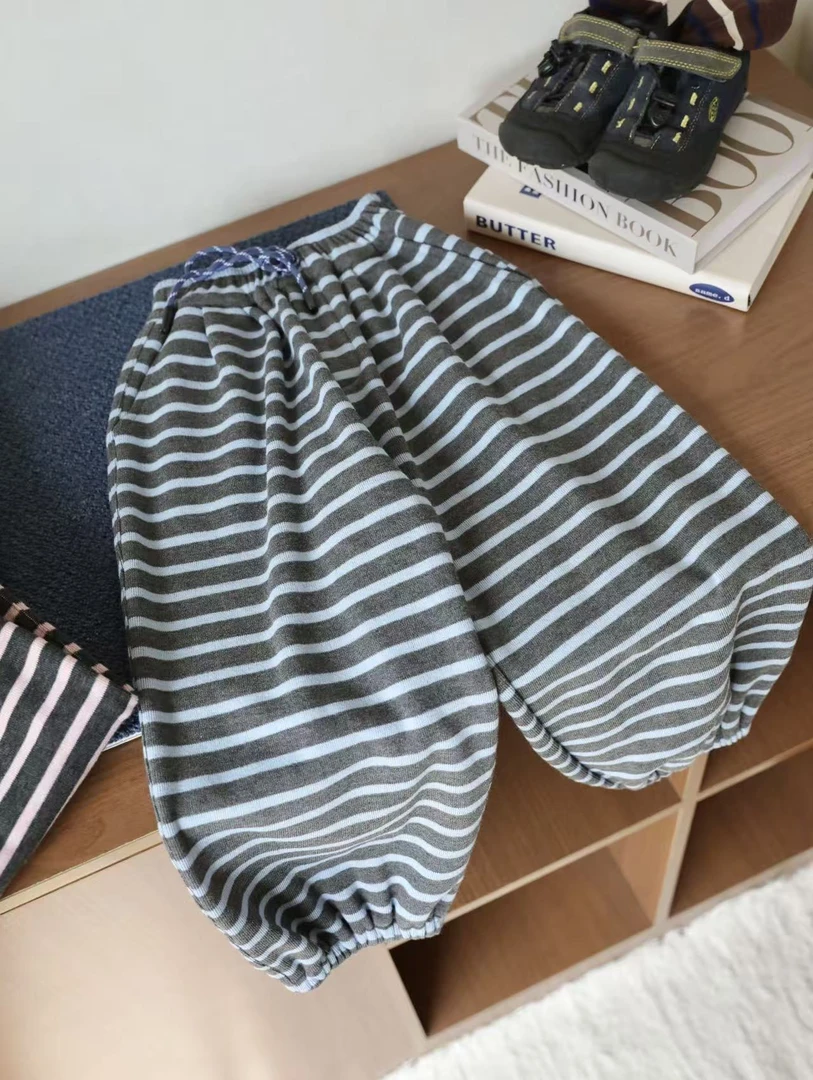 【乐一】25秋冬新款男女童加绒加厚百搭条纹神裤