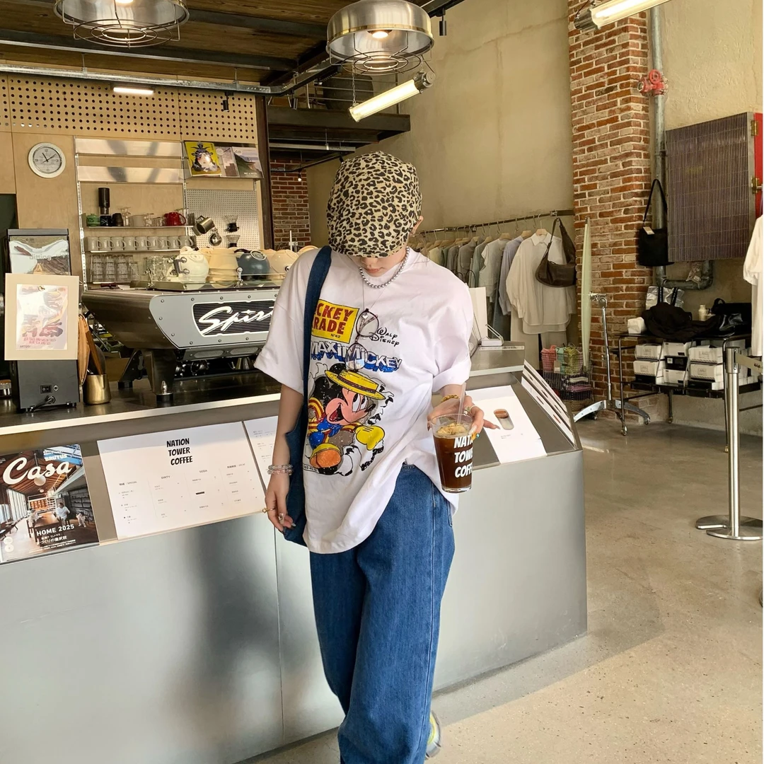 现货EN家私人定制25年夏季新款卡通宽松黄帽老鼠减龄T男女同款T恤