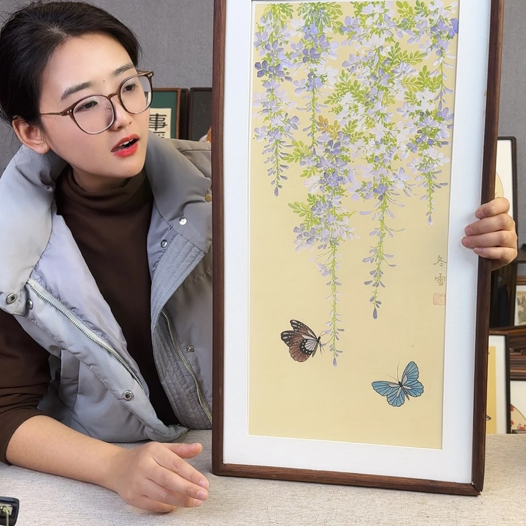 书法手绘带框尺寸： 36*69