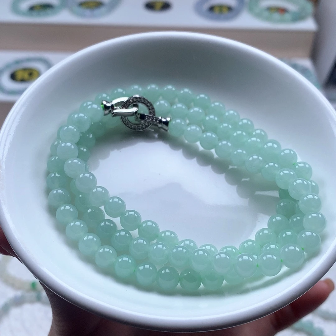 翡翠未镶嵌手串项链6.0