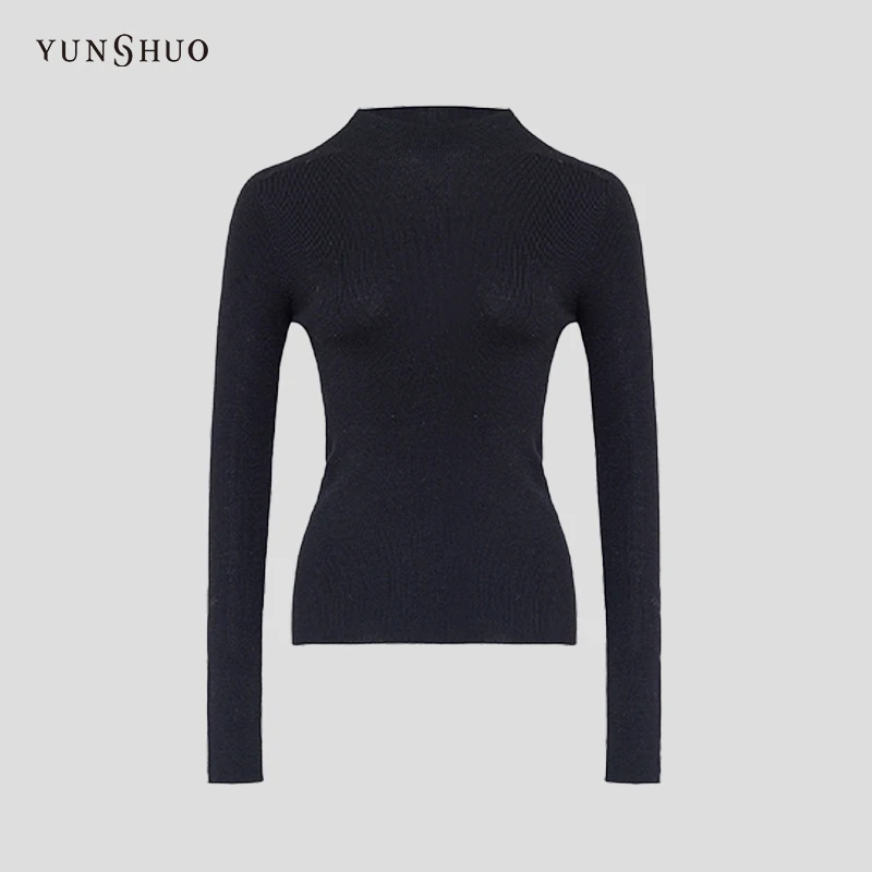 YUNSHUO针织上衣女秋季新款修身显瘦套头毛衫739458