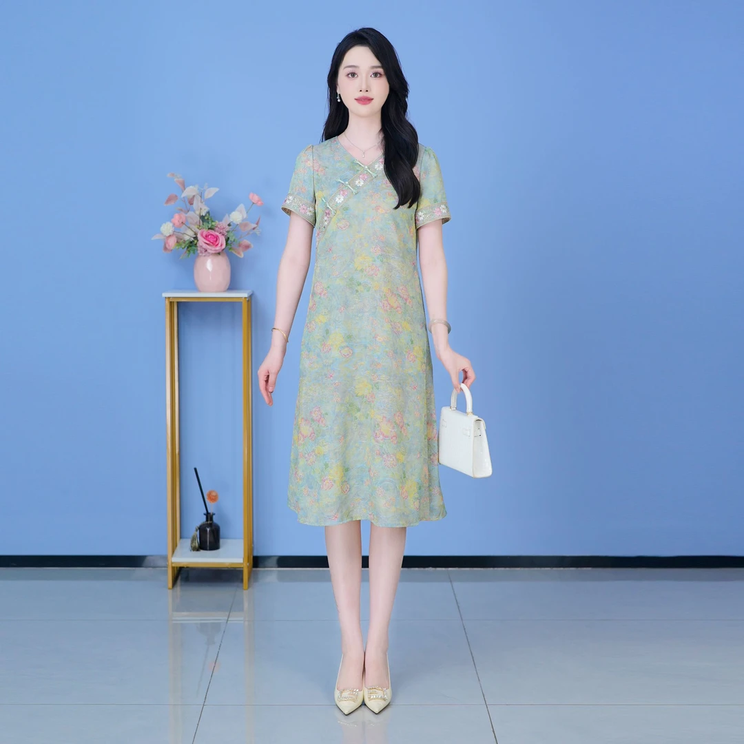 【SJYH2022】2025年夏季新款时尚优雅减龄连衣裙显瘦气质