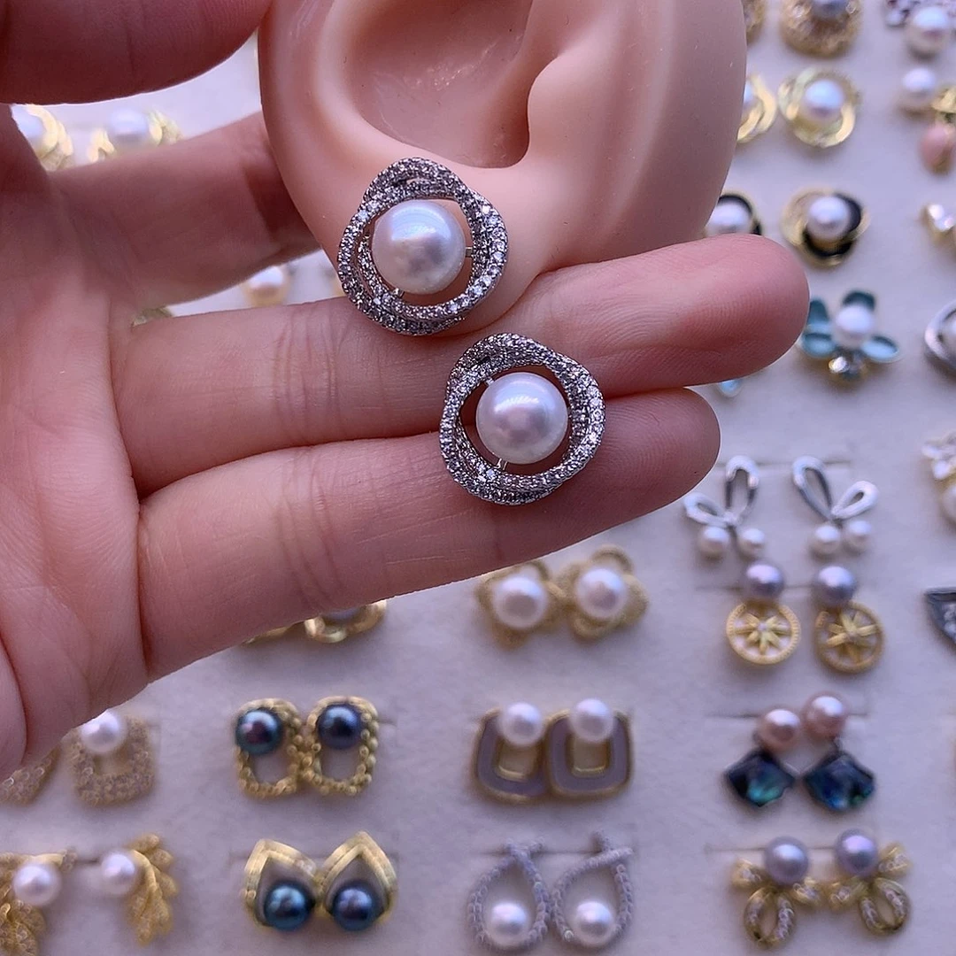 淡水珍珠耳饰合金