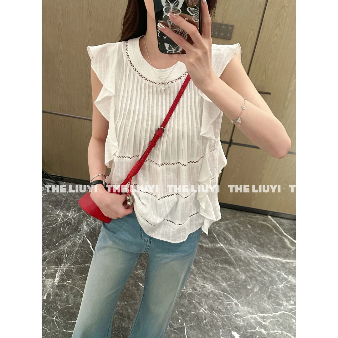 【LIUYI】季风小衫~夏季甜美减龄重工荷叶边小衫55251