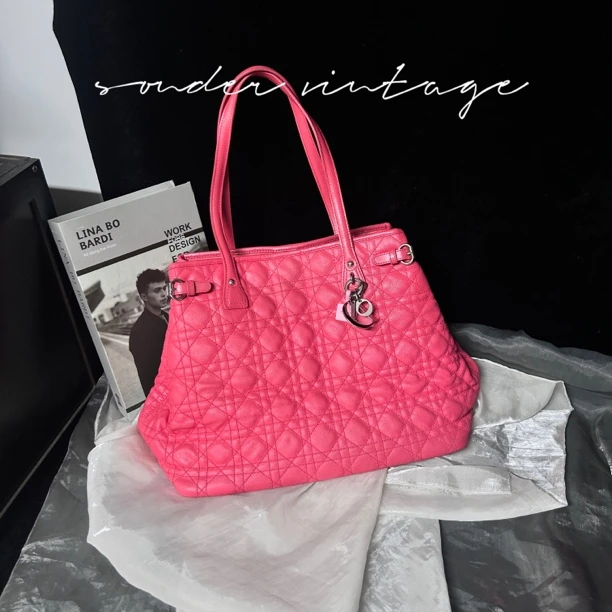 95新 DIOR/迪奥 Dior95新玫粉色戴妃托特单肩包