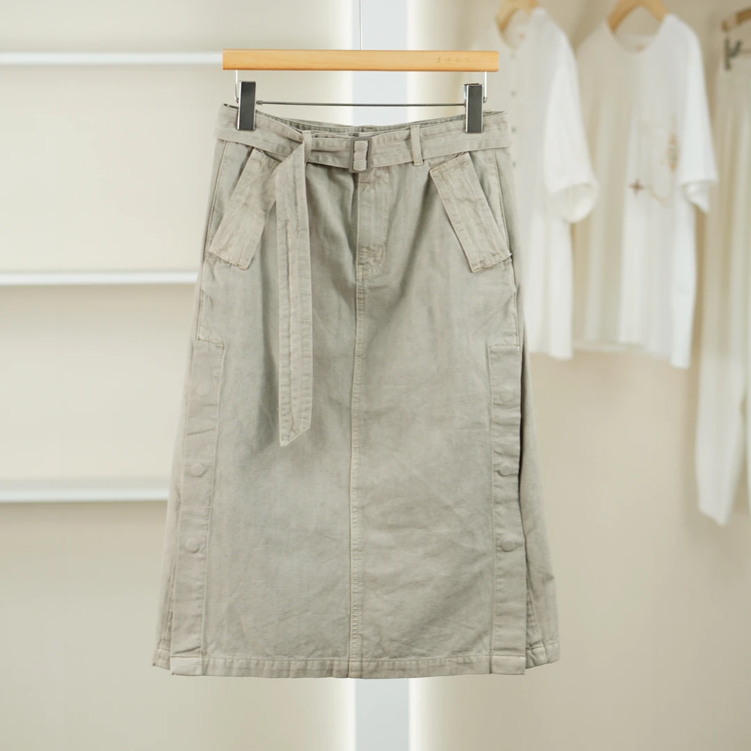 麦迪尚品【奢M】5101776 春秋时尚简约工装风休闲长半裙品牌女装