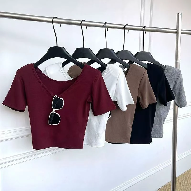 【正反两面可穿上衣】夏季纯欲风修身T恤女新款百搭修身短袖上衣