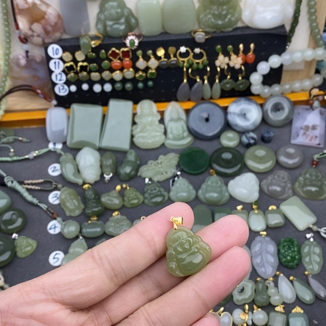 和田玉银S925镶嵌吊坠(不含链)