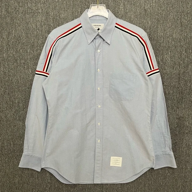 99新 THOMBROWNE 纯色条纹牛津布长袖衬衫/4码/99新/12640