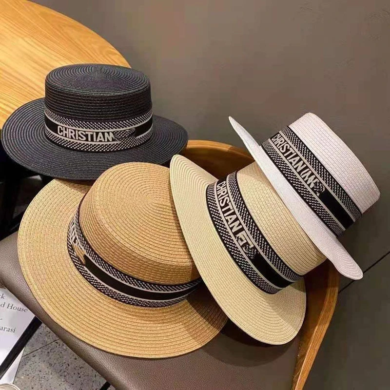 夏季海边度假草帽女士平顶时尚遮阳防晒沙滩帽子