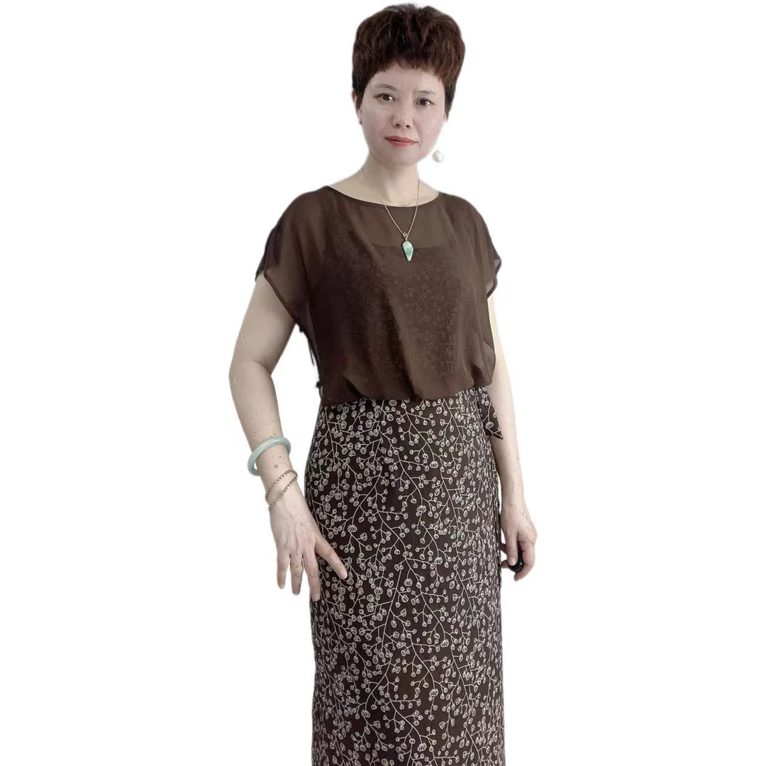 夏季爆款优雅百搭显瘦荷叶袖圆领连衣裙