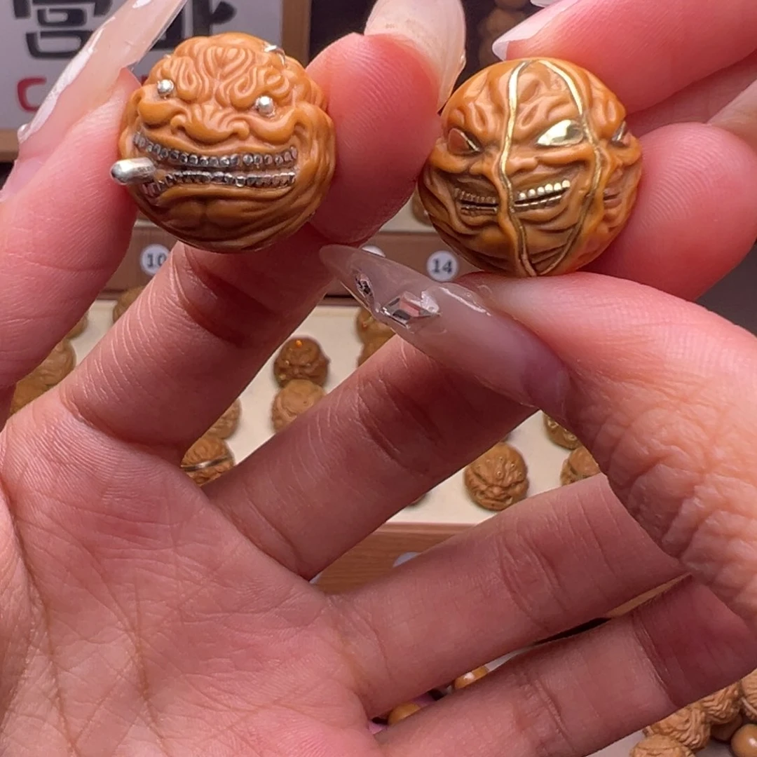 猴头核桃把件司*-镶嵌款2颗18左右尺寸全品有正常封口线