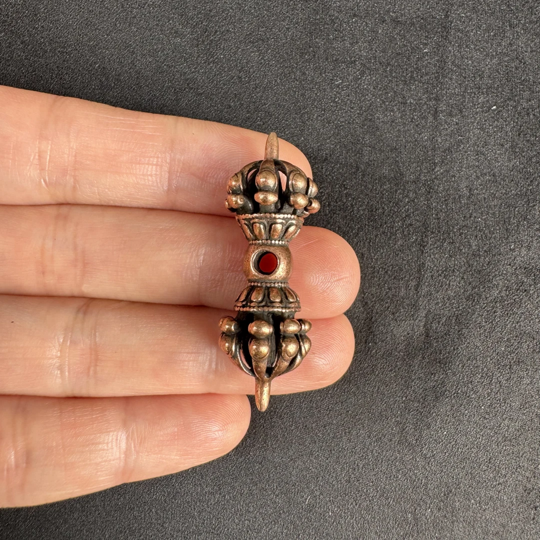 藏式红铜托甲五股金刚杵背云吊坠纯铜金刚杵文玩手串配饰藏传饰品