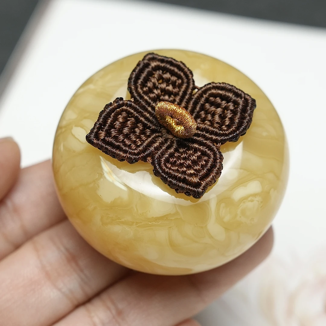 蜜蜡柿子柿柿如意天然蜜蜡平安扣吊坠无优化俄料石膏花蜡浓蜡妖花