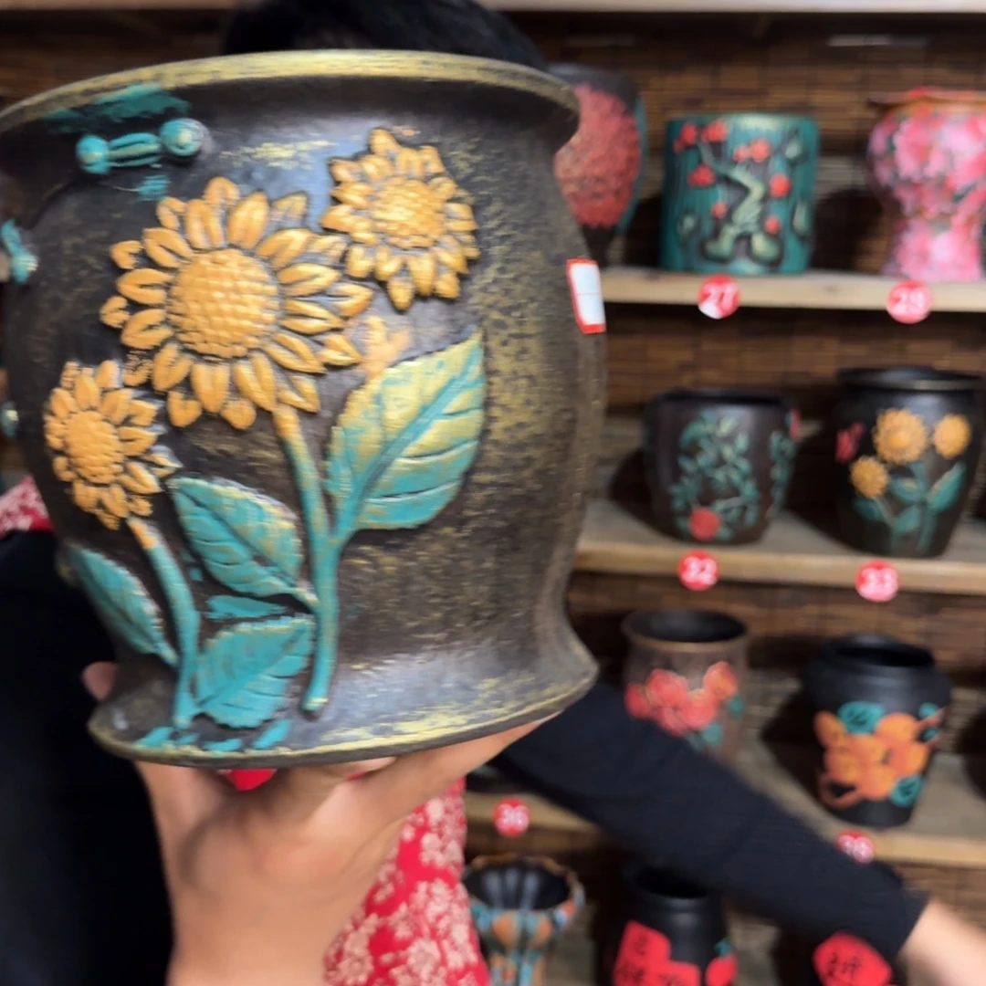 带孔高端浮雕花盆炸炸炸