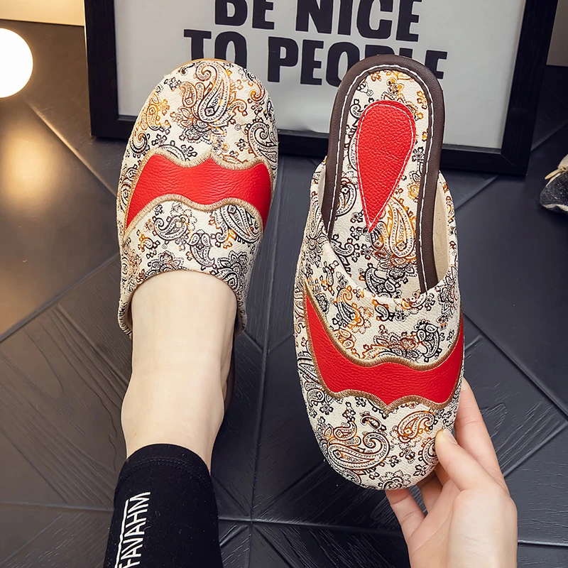 欧式包头女真皮拖鞋春秋季居家用地板静音不臭脚防滑四季皮拖鞋男