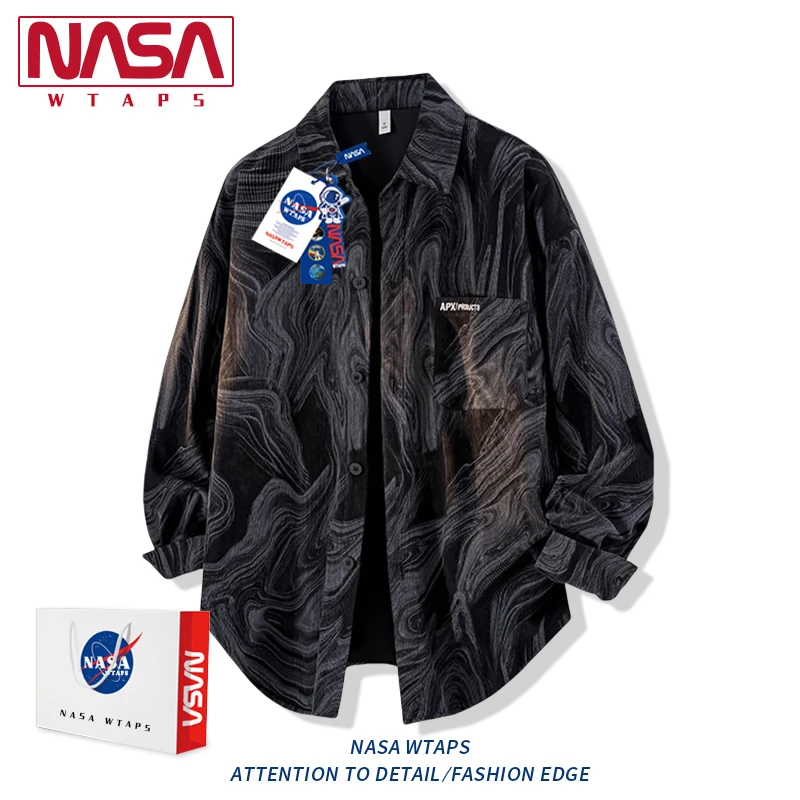 NASA WTAPS扎染长袖衬衫男春秋季新款美式纹理休闲高级感衬衣男装