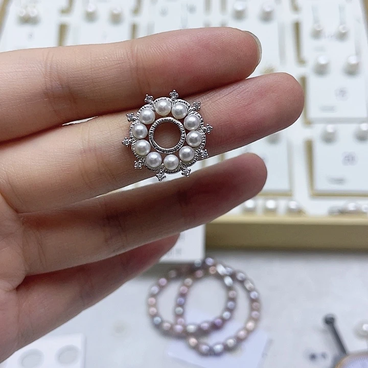 淡水珍珠耳饰银S925镶嵌灌*包