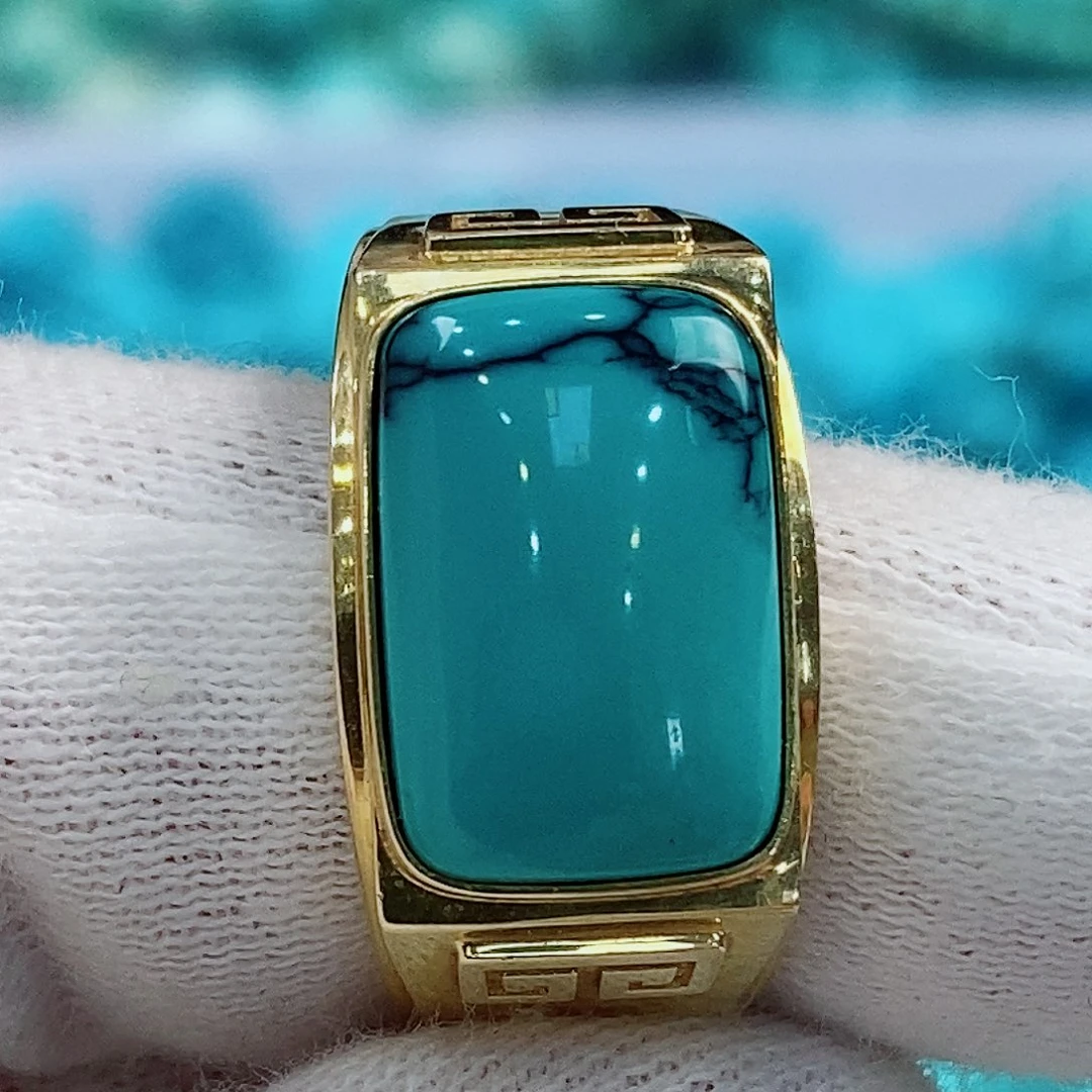 绿松石18K金镶嵌原矿无优化