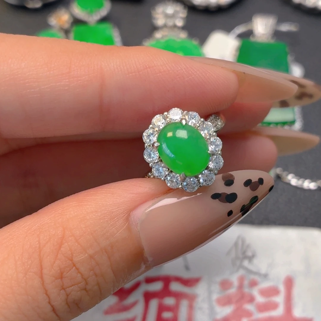 翡翠银S925镶嵌吊坠(不含链)