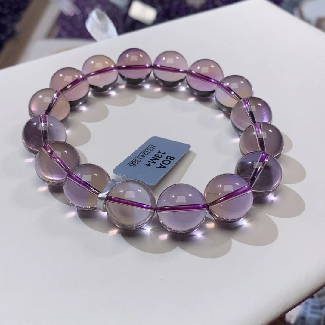 未镶嵌手串水晶开*?13mm玻利维亚紫黄晶