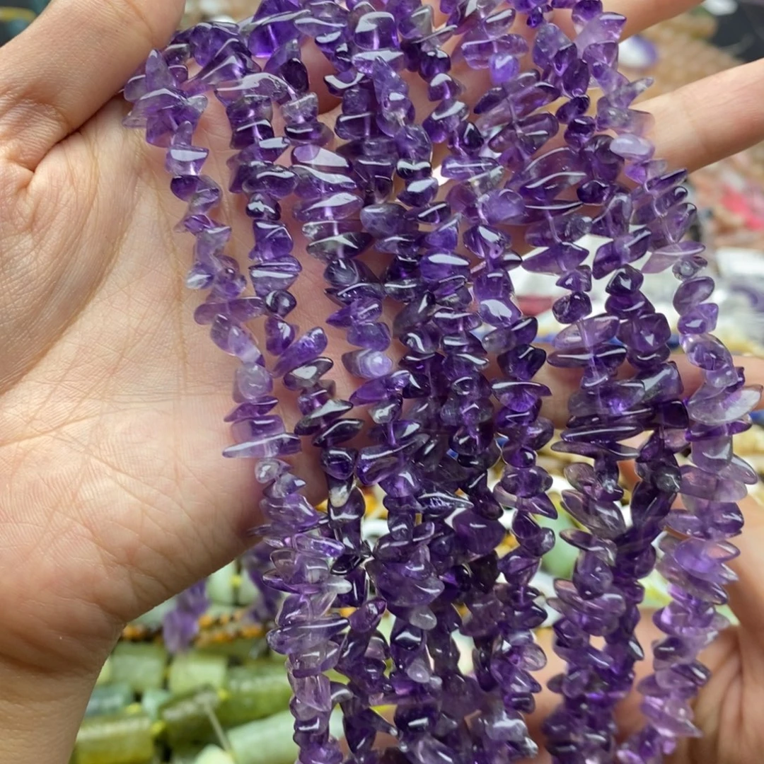 未镶嵌玛瑙/玉髓珠宝半成品一条纯天然紫水晶中孔随行