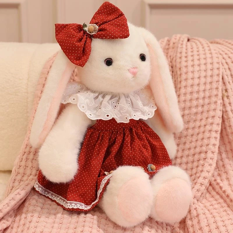 公主裙兔子公仔小熊玩偶会跑步的毛绒玩具软萌长耳兔布娃娃礼物