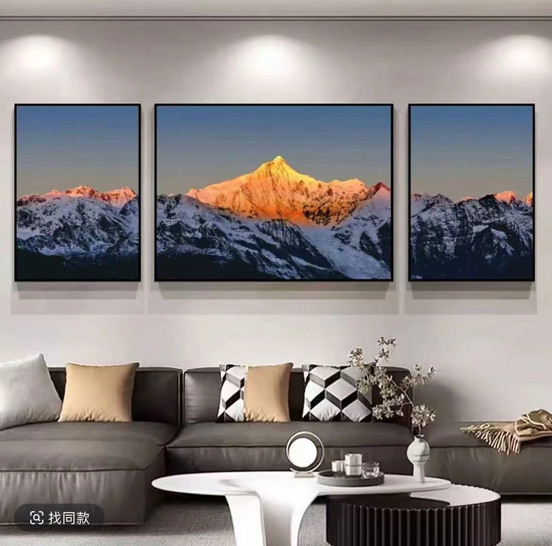 【背靠金山三联】砂岩肌理画沙发背景墙温馨新中式装饰挂画