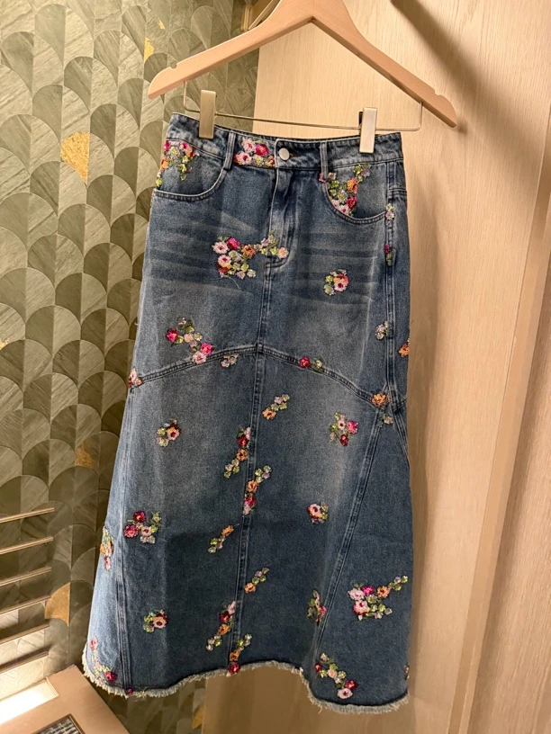 71HIGH LUXURY时髦浪漫定珠牛仔半裙