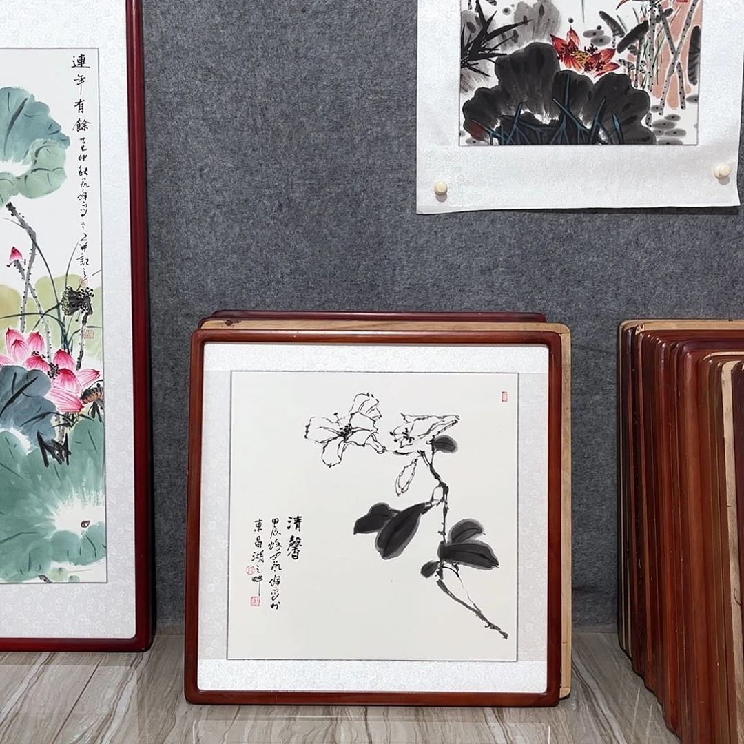 国画书画作品带框63×63
