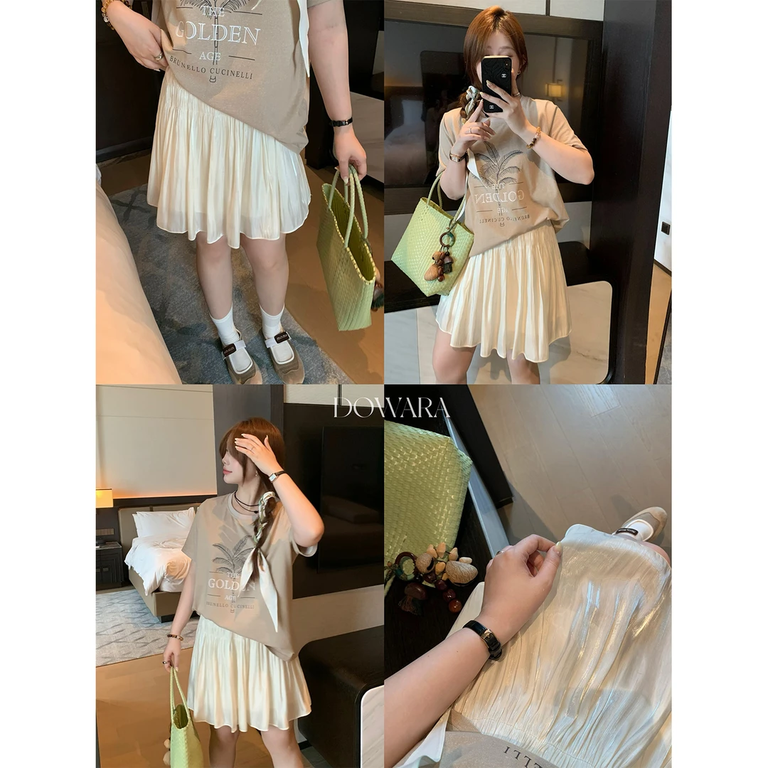 大婉酱微胖定制【流光短裙】气质流光沙半身裙洋气显瘦短裙女 9706D