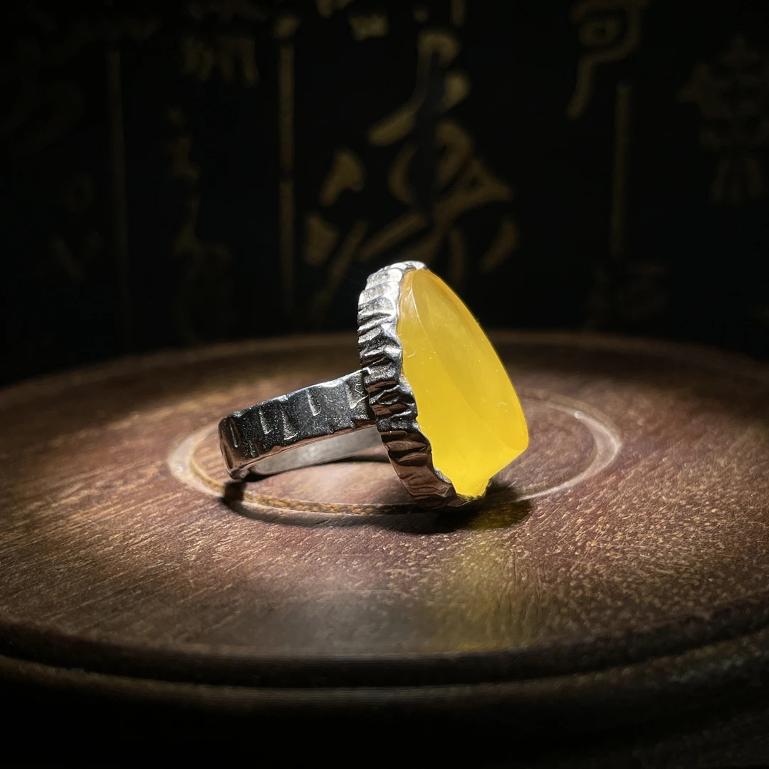 【女款】手工琥珀蜜蜡女戒 精工打磨颗颗饱满气质复古 精美个性女戒