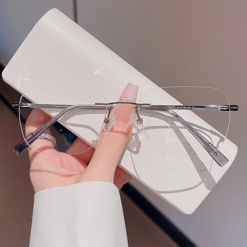 7-斯文变色近视眼镜男防蓝光抗疲劳高级感无边框超轻镜架23003-H8